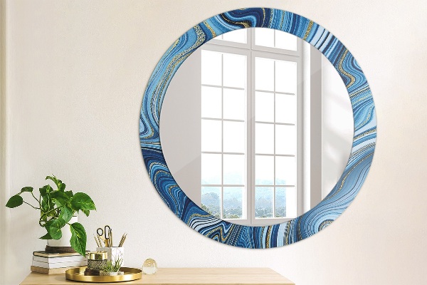 Round decorative mirror Blue marble