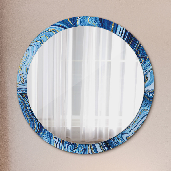 Round decorative mirror Blue marble