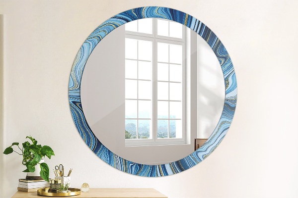 Round decorative mirror Blue marble
