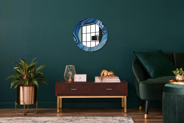 Round decorative mirror Blue marble