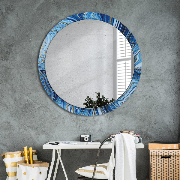 Round decorative mirror Blue marble