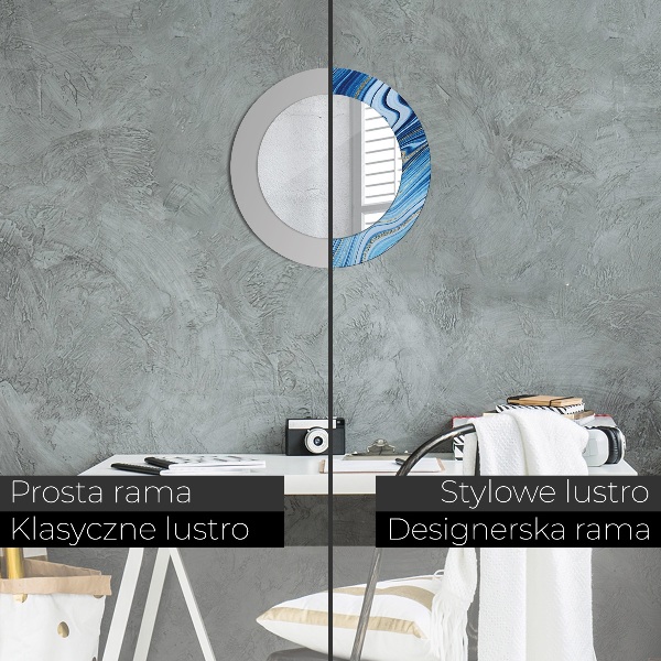 Round decorative mirror Blue marble