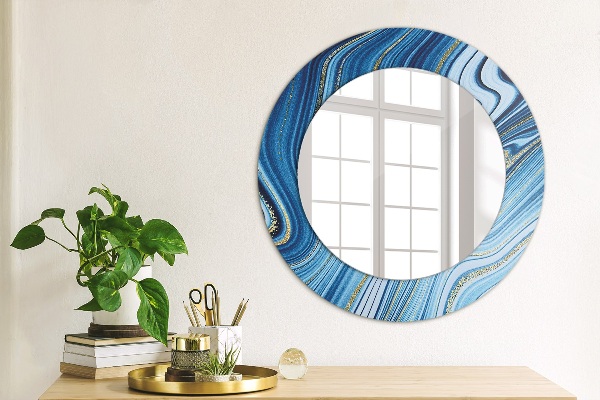 Round decorative mirror Blue marble