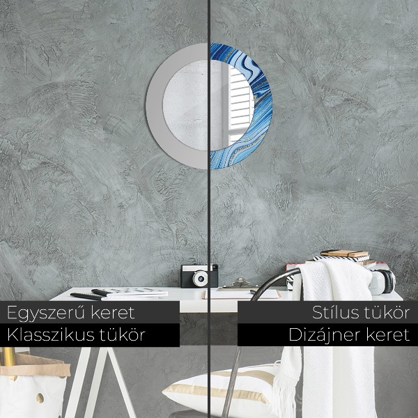 Round decorative mirror Blue marble