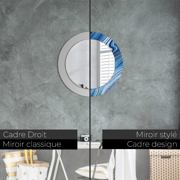 Round decorative mirror Blue marble
