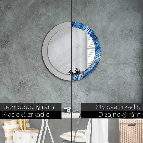 Round decorative mirror Blue marble