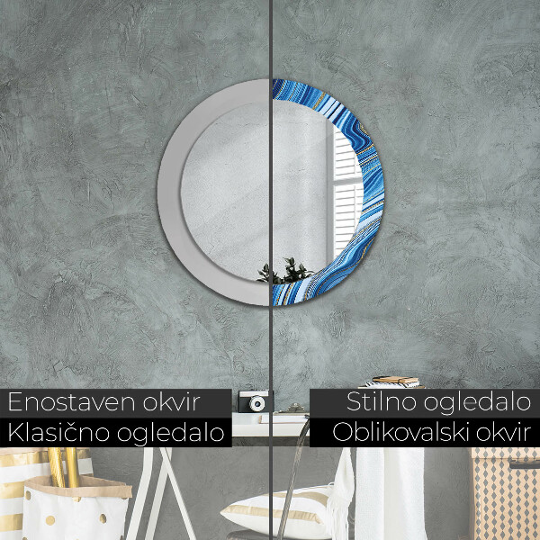 Round decorative mirror Blue marble