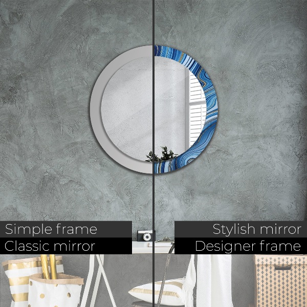 Round decorative mirror Blue marble