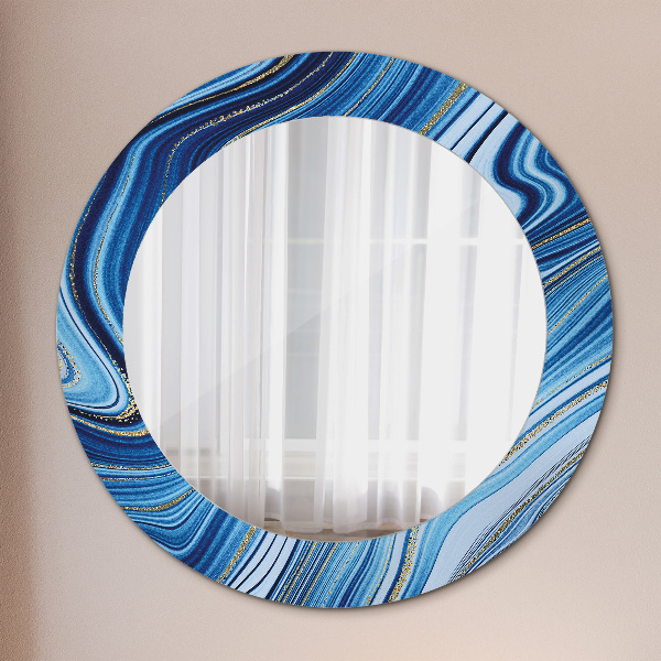 Round decorative mirror Blue marble