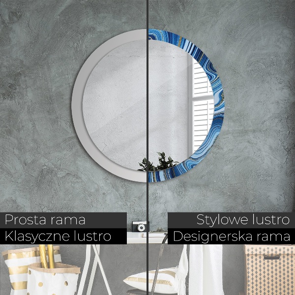 Round decorative mirror Blue marble