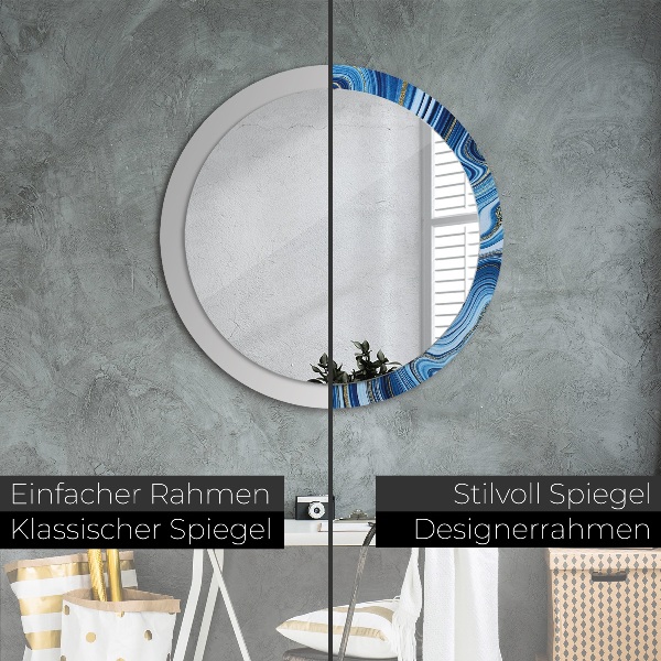 Round decorative mirror Blue marble