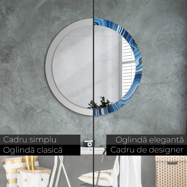 Round decorative mirror Blue marble