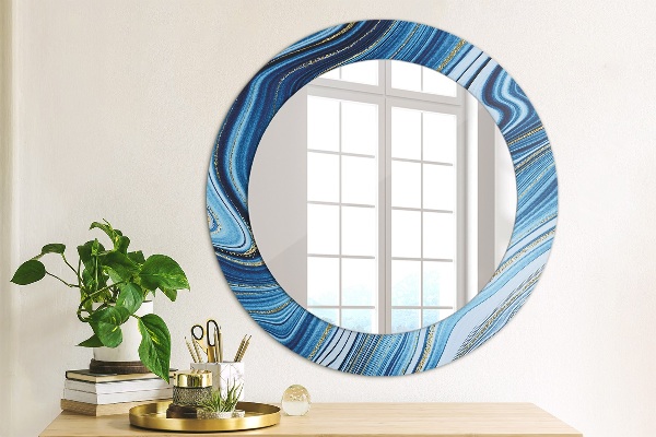 Round decorative mirror Blue marble