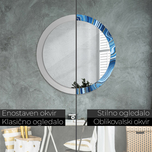 Round decorative mirror Blue marble