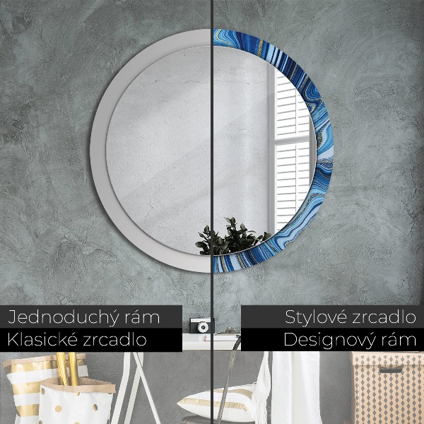 Round decorative mirror Blue marble