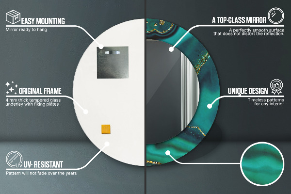 Round wall mirror decor Emerald marble