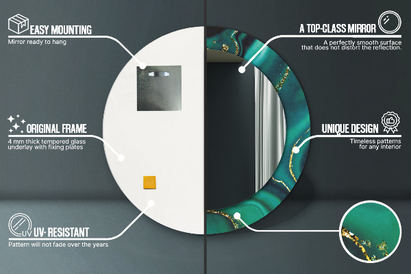 Round wall mirror decor Emerald marble