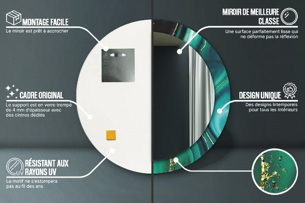 Round wall mirror decor Emerald marble