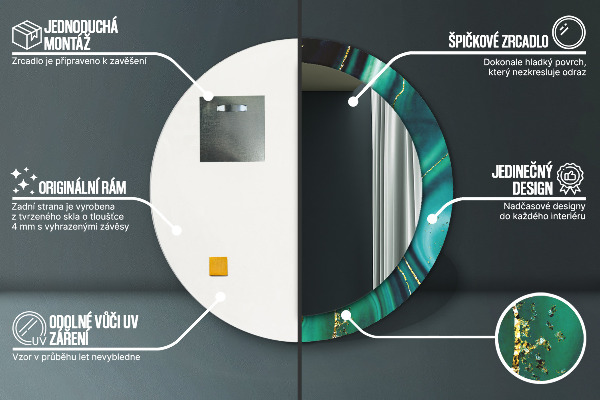 Round wall mirror decor Emerald marble