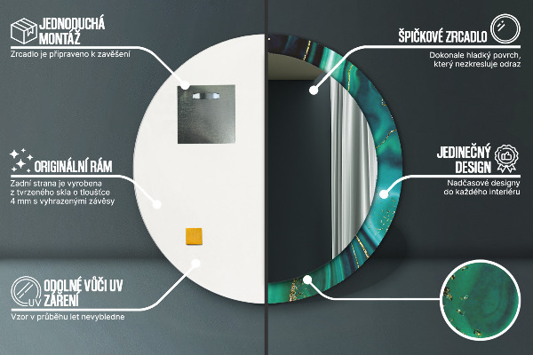 Round wall mirror decor Emerald marble