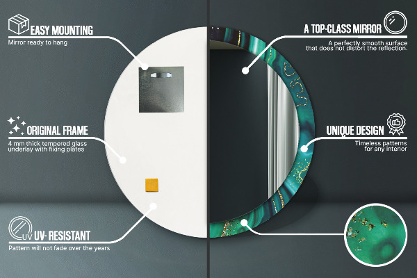 Round wall mirror decor Emerald marble