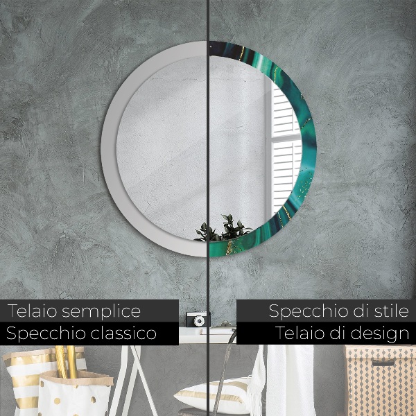 Round wall mirror decor Emerald marble
