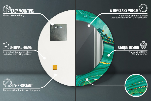 Round wall mirror decor Agat jaspis marble