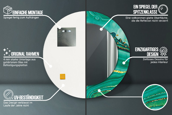 Round wall mirror decor Agat jaspis marble