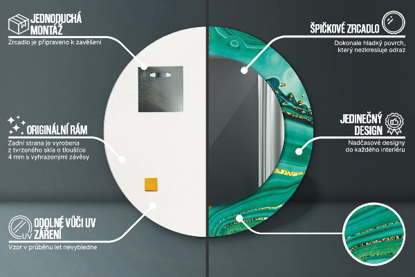 Round wall mirror decor Agat jaspis marble