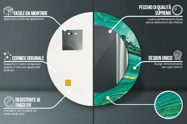 Round wall mirror decor Agat jaspis marble