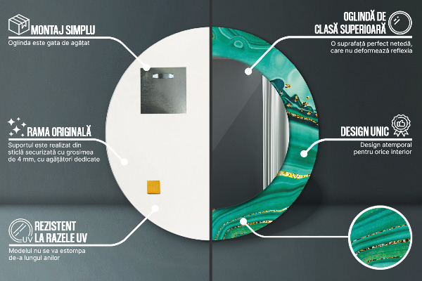 Round wall mirror decor Agat jaspis marble