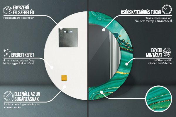 Round wall mirror decor Agat jaspis marble