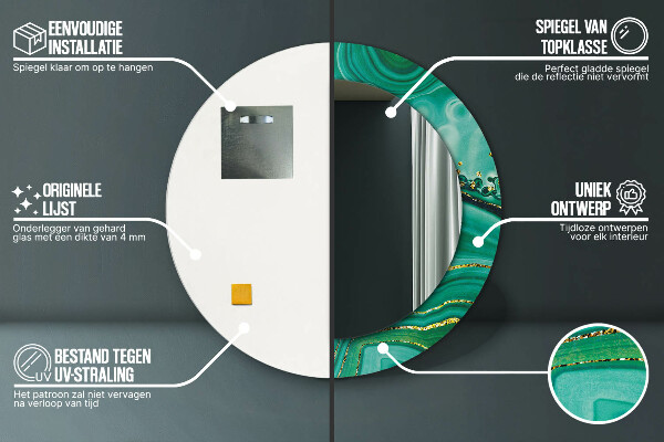 Round wall mirror decor Agat jaspis marble