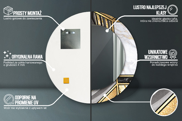 Round wall mirror decor Agat and gold marble