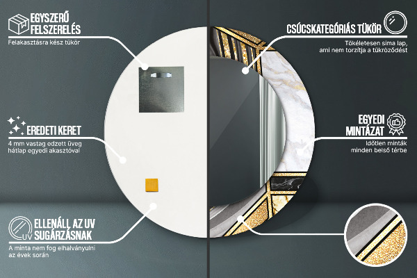 Round wall mirror decor Agat and gold marble