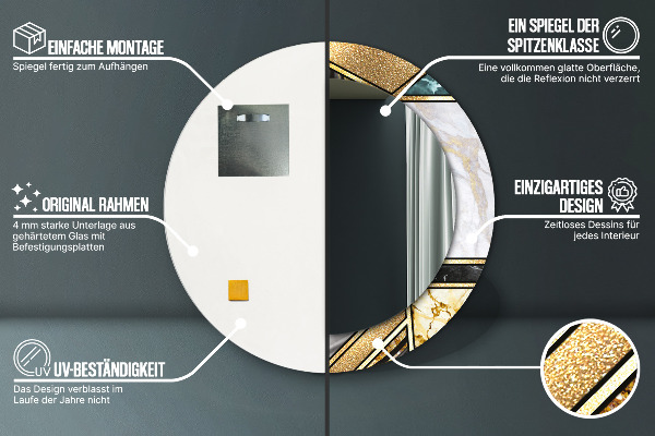 Round wall mirror decor Agat and gold marble