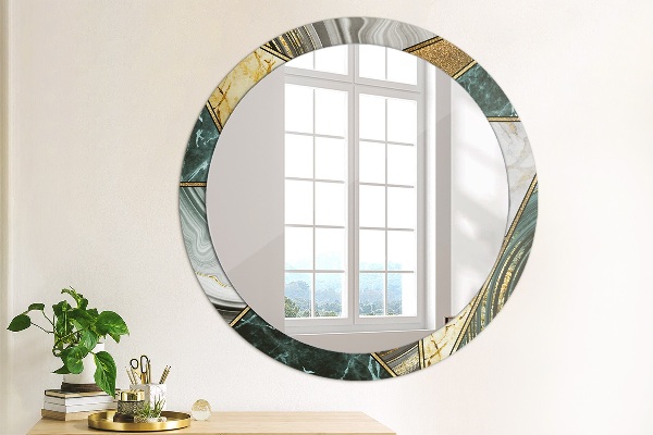 Round wall mirror decor Agat and gold marble