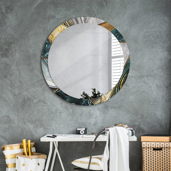 Round wall mirror decor Agat and gold marble