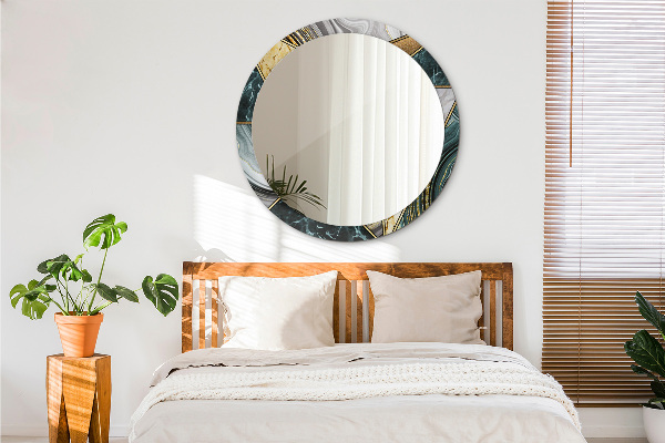 Round wall mirror decor Agat and gold marble