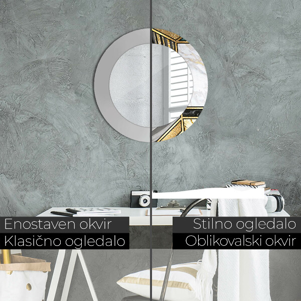 Round wall mirror decor Agat and gold marble