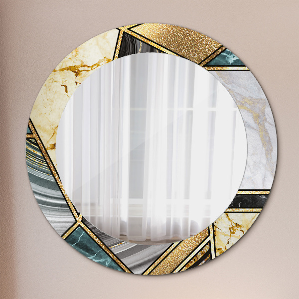 Round wall mirror decor Agat and gold marble