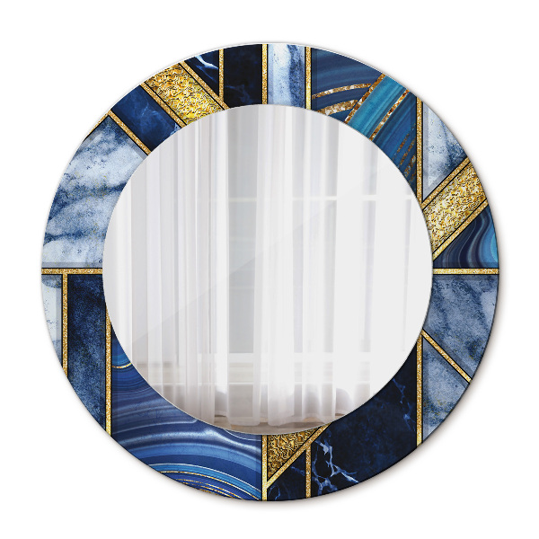 Round printed mirror Modern marble