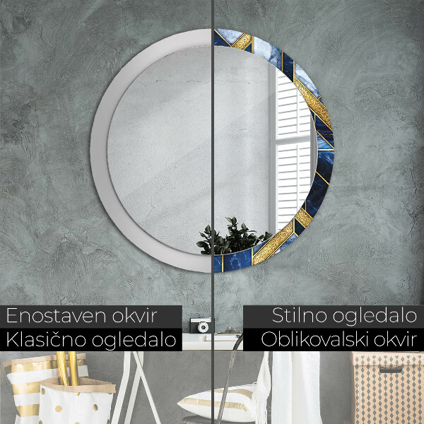 Round printed mirror Modern marble