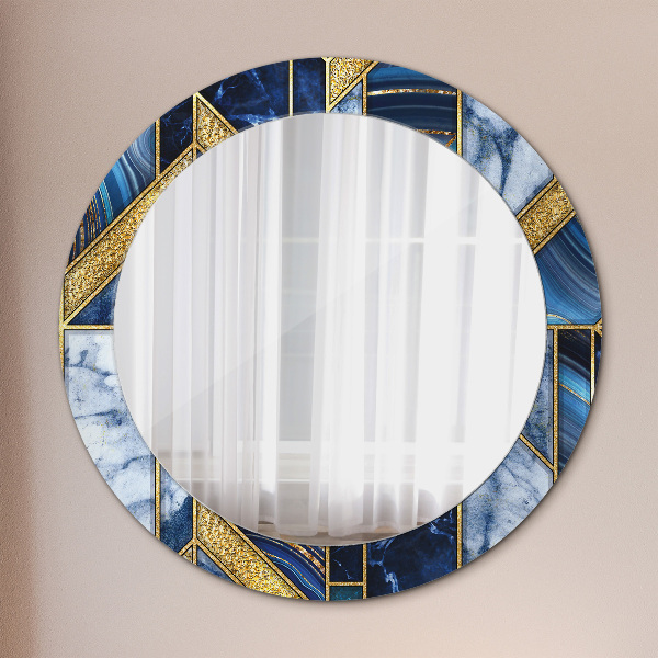 Round printed mirror Modern marble