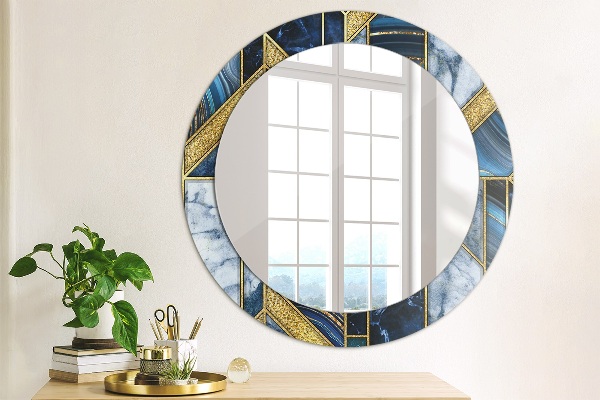 Round printed mirror Modern marble