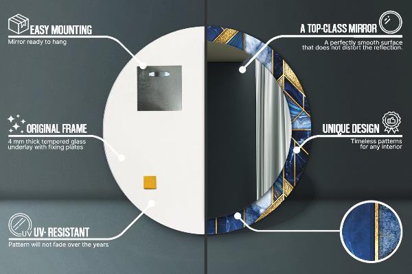 Round printed mirror Modern marble