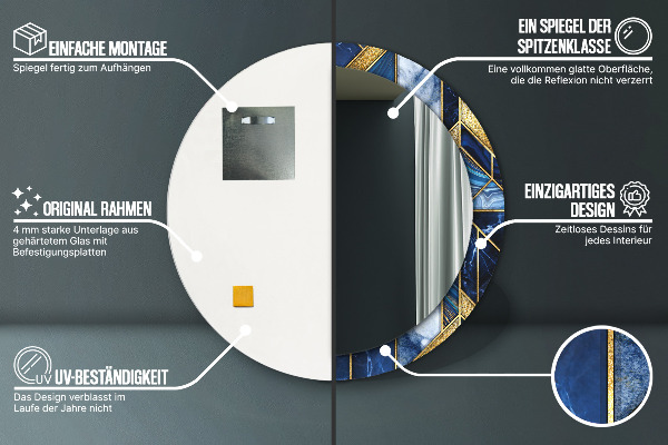 Round printed mirror Modern marble