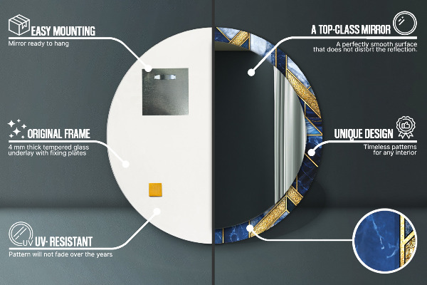 Round printed mirror Modern marble