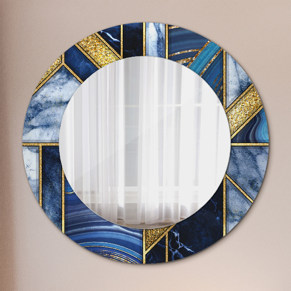 Round printed mirror Modern marble