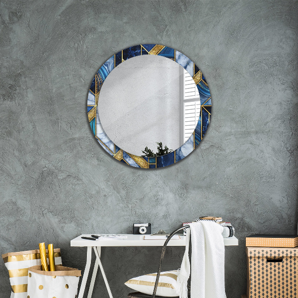 Round printed mirror Modern marble